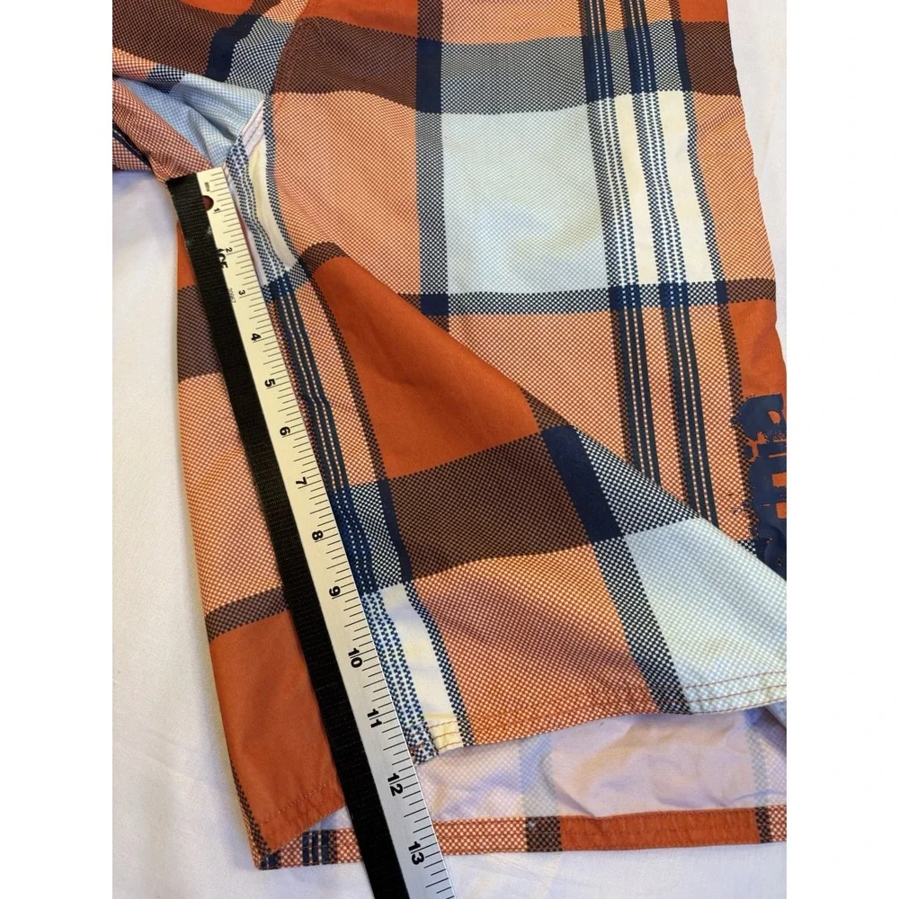 Levi's California Boys XL Orange Plaid Long Board Shorts Beach Surf Resort Ocean